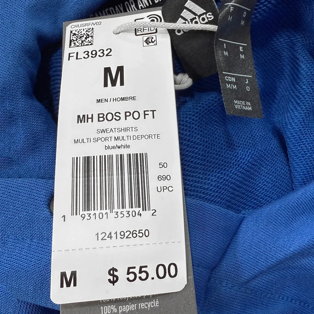 Adidas Big Logo Hoodie - NWT Mens‎ Size Medium Royal / White - #45534-FL3*